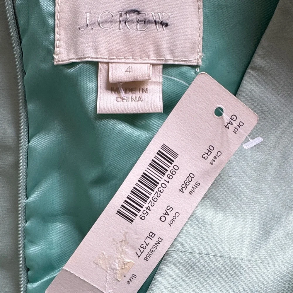 J. Crew Hope Dress Silk Dupioni Aqua 4 NWT Sleeveless Wedding Party $228 - Picture 6 of 8